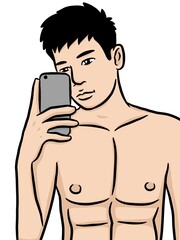 Fototapeta premium cartoon cute man on white background