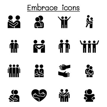 Hug, Embrace icon set vector illustration graphic design