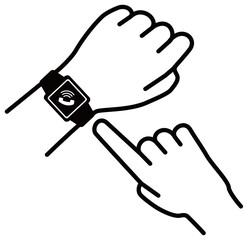 スマートウォッチを操作する様子のベクターイラスト　電話アイコン