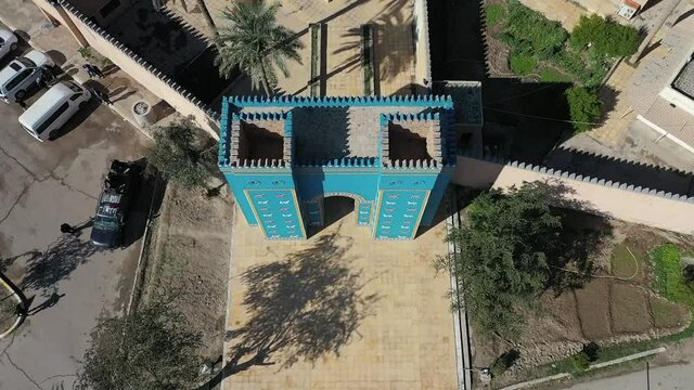 The Ishtar Gate was the eighth gate to the inner city of Babylon[citation needed] (in the area of present-day Hillah, Babel Governorate, Iraq)