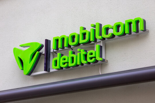 PASSAU / GERMANY - NOVEMBER 8, 2020: Branch logo of Mobilcom Debitel. Debitel AG is one of the largest mobile telephone services providers in Europe