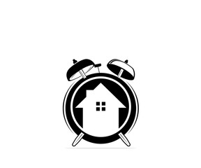 House clock icon logo design template