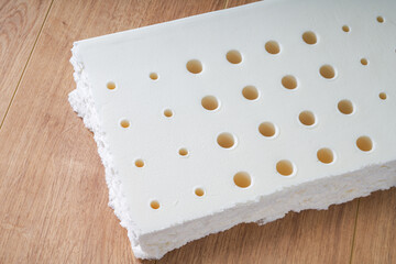 Closeup of cross section texture of Thai latex mattress