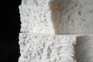 Closeup of cross section texture of Thai latex mattress