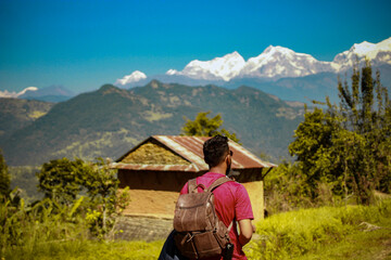 person in the mountains