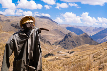 scarecrow miner in the santa barbara mine, quicksilver colonial mine