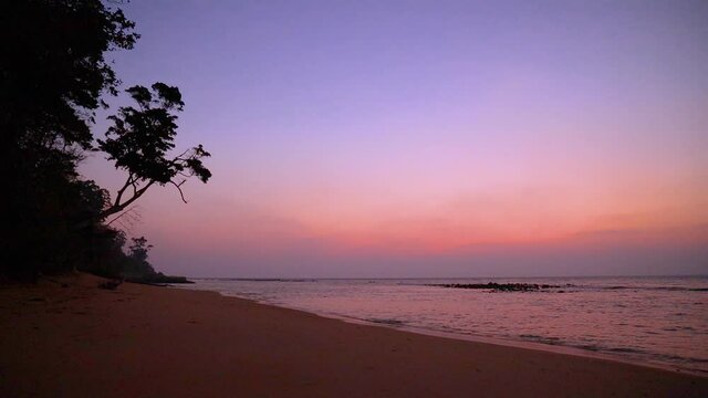 Sunrise on the Sitapur beach in Neil island, Andaman and Nicobar islands, India.