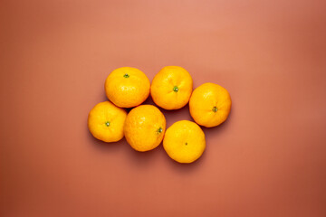 Small Oranges on orange background