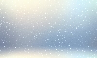 Winter pastel blue yellow background 3d. Light snow delicate illustration for Xmas design. 