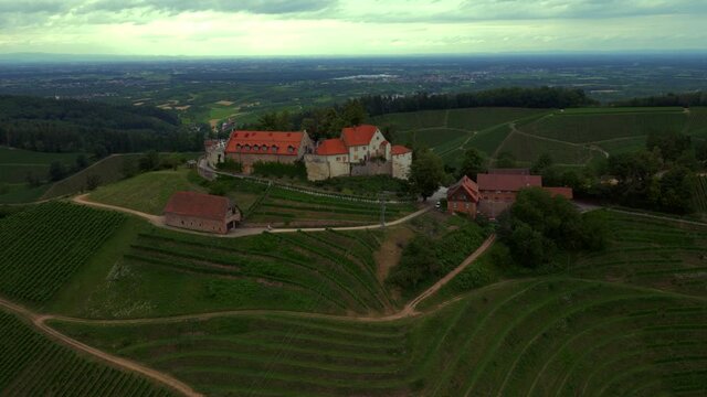 Aerial of Schloss Staufenberg on a Rainy day