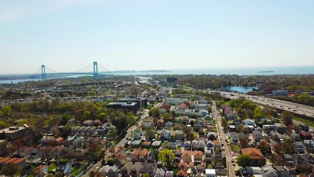 View of Staten Island Homes - Descending Shot