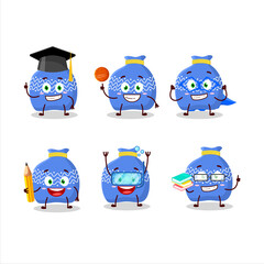 School student of blue santa bag cartoon character with various expressions