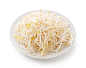 Sprouts in a plate on a white background