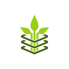 abstract tech organic plant vector icon