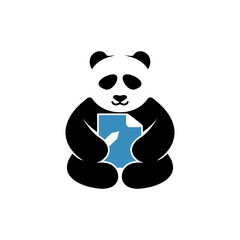 simple modern panda holding a paper document vector icon