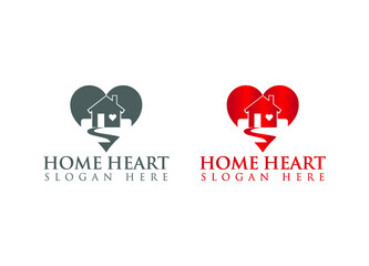 Home Heart Logo Design Vector Template