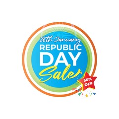 Vector Republic day offer label, 26 january, Sale, cashback, gift box, discount sticker for advertising and UI.