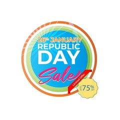 Vector Republic day offer label, 26 january, Sale, cashback, gift box, discount sticker for advertising and UI.