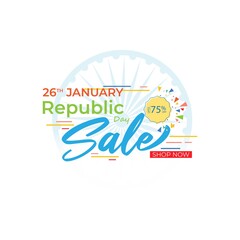 Vector Republic day offer label, 26 january, Sale, cashback, gift box, discount sticker for advertising and UI.