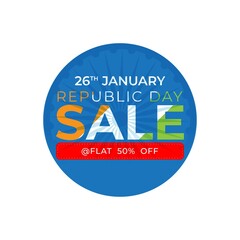 Vector Republic day offer label, 26 january, Sale, cashback, gift box, discount sticker for advertising and UI.