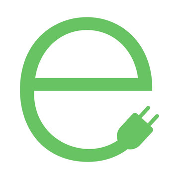 E letter energy symbol with plug