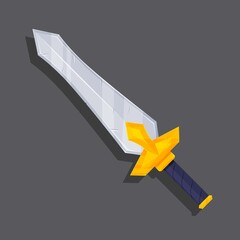 Cartoon game sword isolated. Vector illustration.