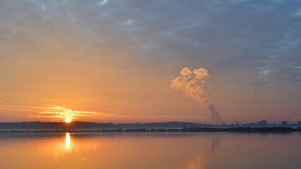 sunset over the lake