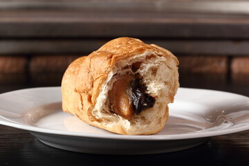 Croissant with peanut and cocoa fillings