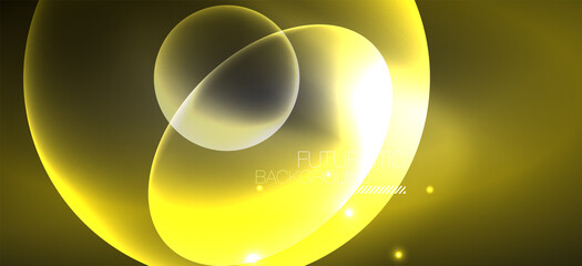 Neon ellipses abstract backgrounds. Shiny bright round shapes glowing in the dark. Vector futuristic illustrations for covers, banners, flyers and posters and other