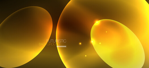 Neon ellipses abstract backgrounds. Shiny bright round shapes glowing in the dark. Vector futuristic illustrations for covers, banners, flyers and posters and other