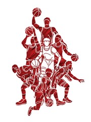 Basketball player action sport graphic vector
