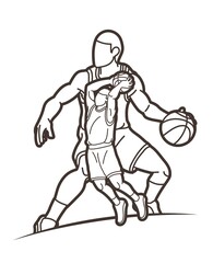 Basketball player action sport graphic vector