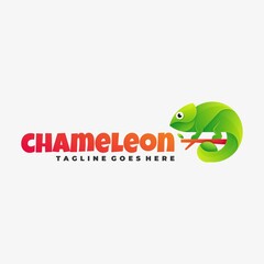 Vector Logo Illustration Chameleon Gradient Colorful Style.