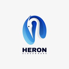 Vector Logo Illustration Heron Gradient Colorful Style.