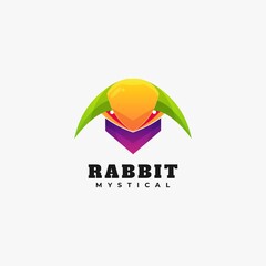 Vector Logo Illustration Rabbit Gradient Colorful Style.