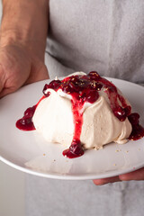 meringue with cream and berries
