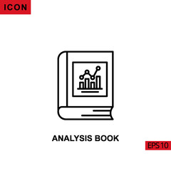 Icon analysis book with bar infographic chart. Outline, line or linear vector icon symbol sign collection for mobile concept and web apps design.