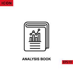 Icon analysis book with bar infographic chart. Outline, line or linear vector icon symbol sign collection for mobile concept and web apps design.