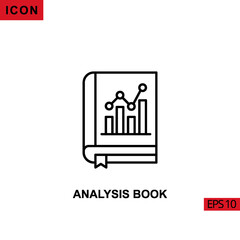 Icon analysis book with bar infographic chart. Outline, line or linear vector icon symbol sign collection for mobile concept and web apps design.
