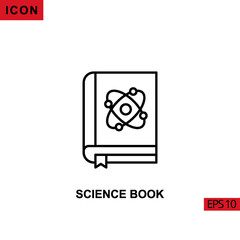 Icon science book with atom nuclear. Outline, line or linear vector icon symbol sign collection for mobile concept and web apps design.