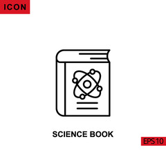 Icon science book with atom nuclear. Outline, line or linear vector icon symbol sign collection for mobile concept and web apps design.