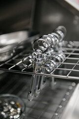 The dentist's syringes are in the drawer for disinfection