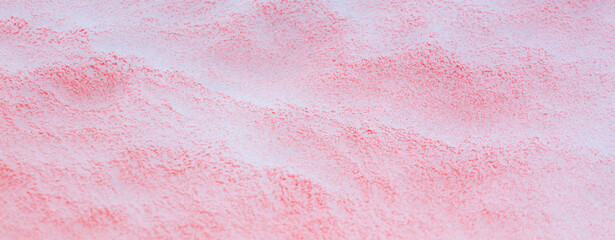 Red paint on the snow in winter.