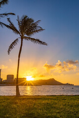 Beautiful Sunrise in Waikiki, Honolulu, Oahu, Hawaii