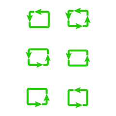 rectangle loop icons on on blank background. Rectangle arrows sign set. Refresh, reload, recycle, cycle rotation signs. Rounded Black arrows for infographics, web design. Eps 10
