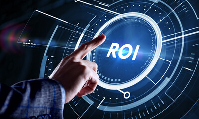 Business, Technology, Internet and network concept. ROI Return on Investment Finance Profit Success.