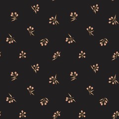 Black Botanical Floral Seamless Pattern Background