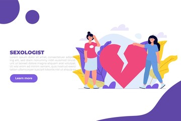 Sexologist consultation  psychological sexual problems and health. Vector illustration.