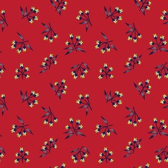 Red Tropical Botanical Floral Seamless Pattern Background