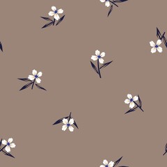 Brown Taupe Botanical Floral Seamless Pattern Background